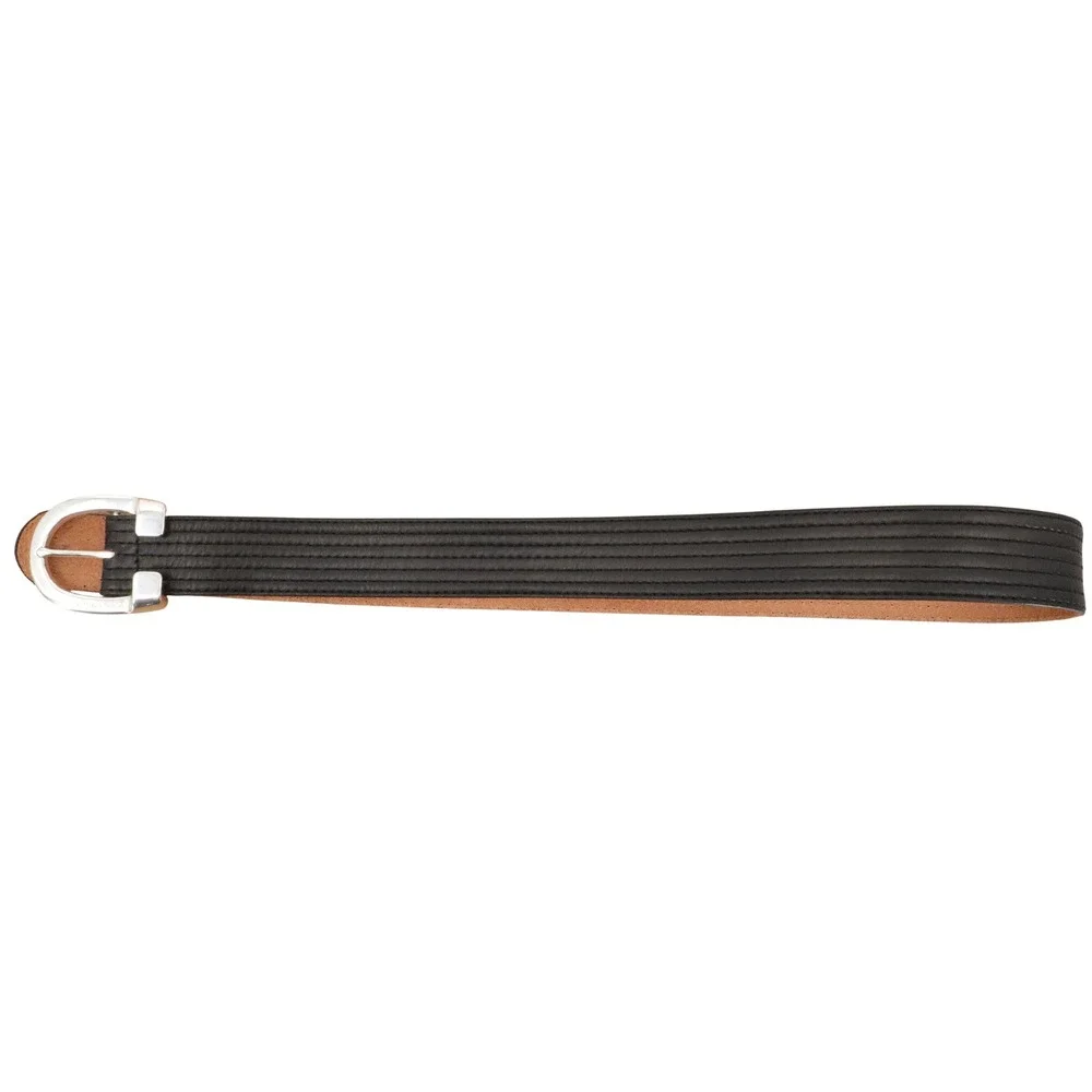 Michael Kors Black Leather Silver Horseshoe Buckle Belt Womens Large L